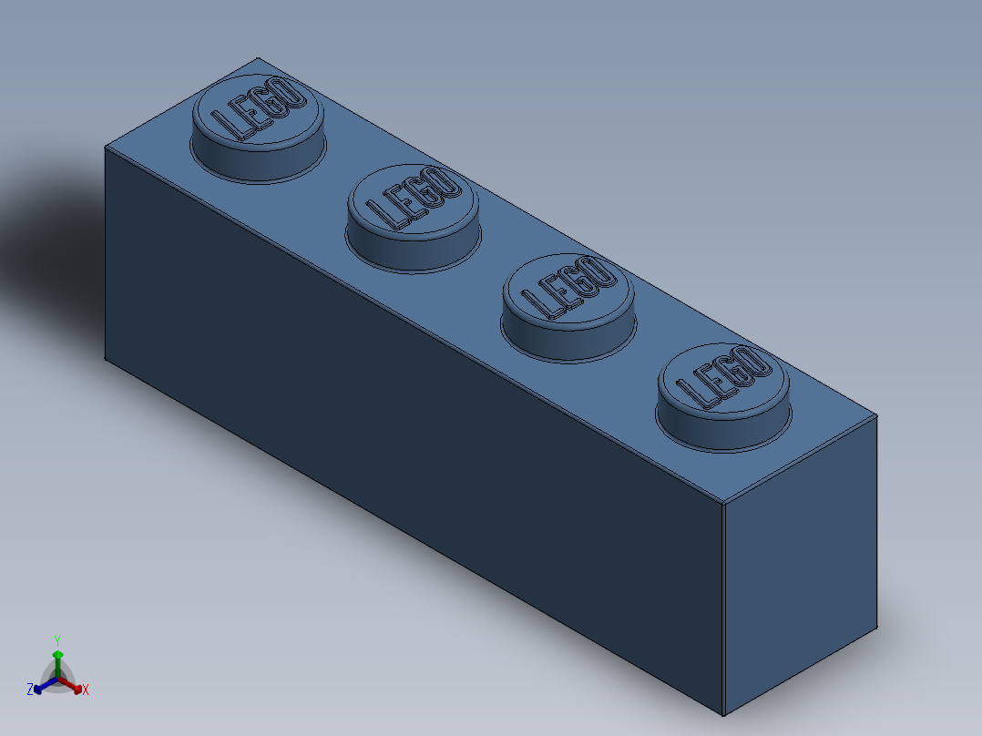 乐高套装 4421基本积木-4163696 - 3010 Medium Blue Brick 1 x 4.SLDPRT正等轴测图