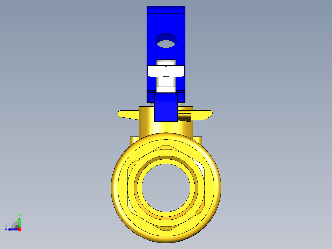 管道手动球阀-水管开关阀-手动阀门395_02_E_1右视图
