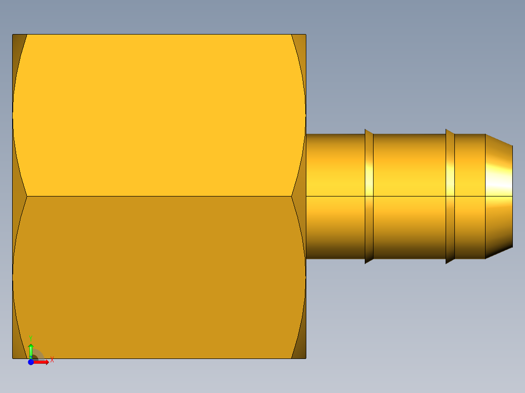 工业通用螺蚊管倒齿式工业硬管接头Female Connector 26-6-4前视图