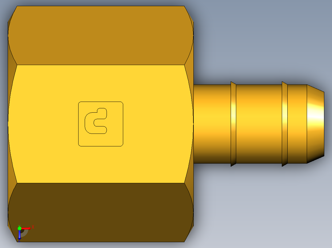 工业通用螺蚊管倒齿式工业硬管接头Female Connector 26-6-4俯视图