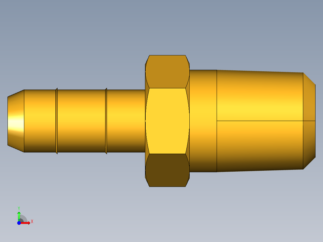 工业通用螺蚊管倒齿式工业硬管接头Male Connector 28-4-1前视图