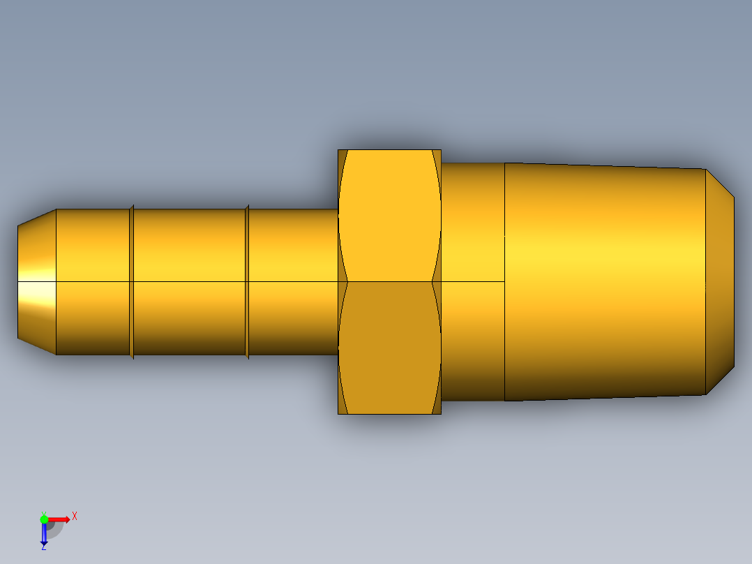 工业通用螺蚊管倒齿式工业硬管接头Male Connector 28-4-1俯视图