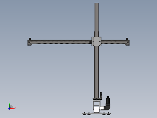 齿轮齿条龙门机器人3d图纸 SW设计机械臂3D 5轴桁架机械手3d模型前视缩略图