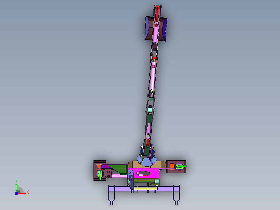 狭窄空间作业小型挖掘机作业臂前视图