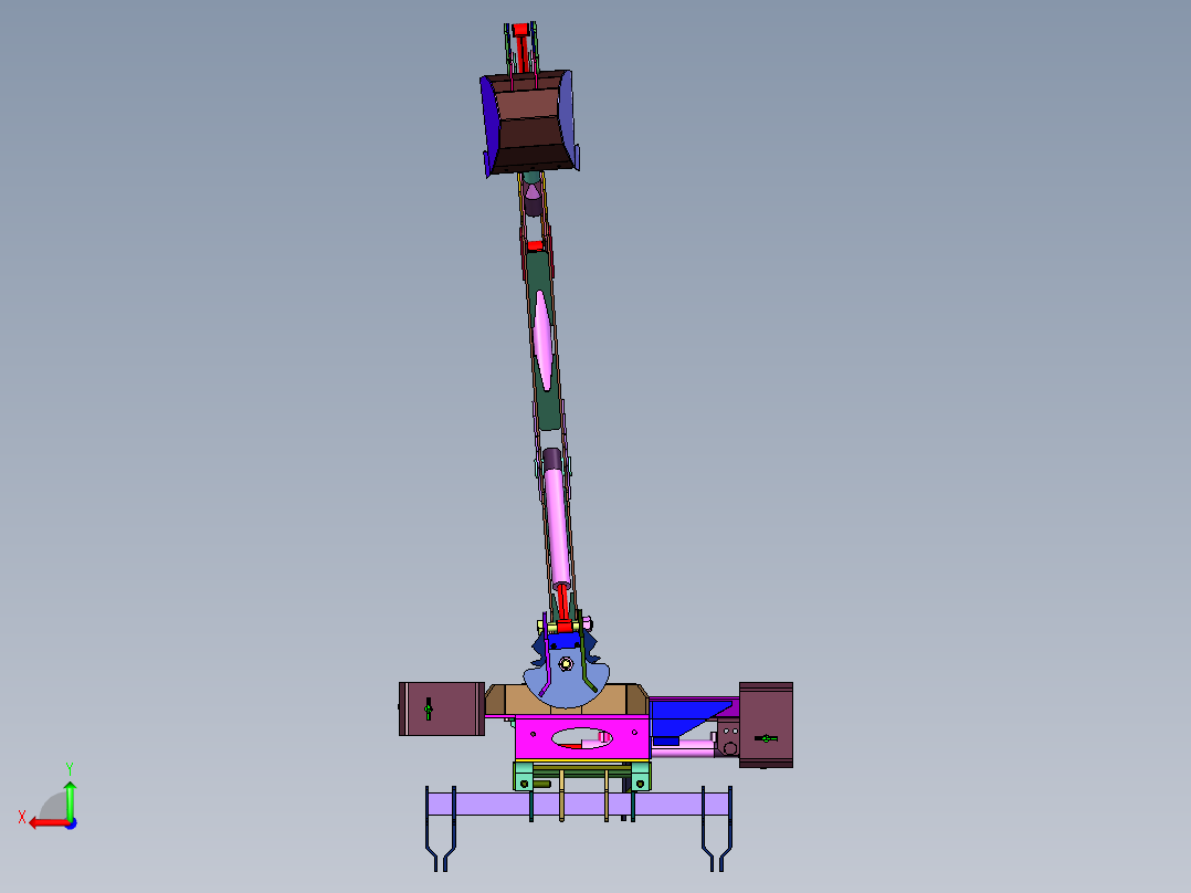 狭窄空间作业小型挖掘机作业臂后视图