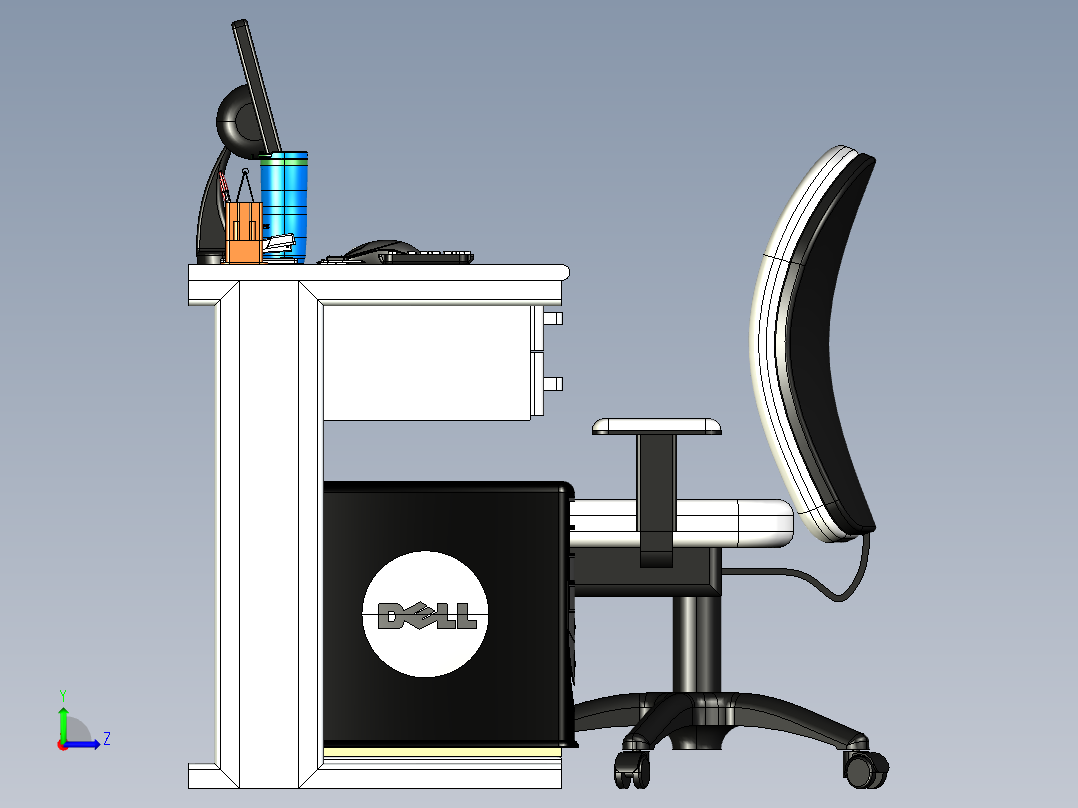 A2004830-办公桌椅左视图