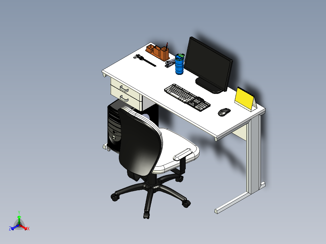 A2004830-办公桌椅正等轴测图