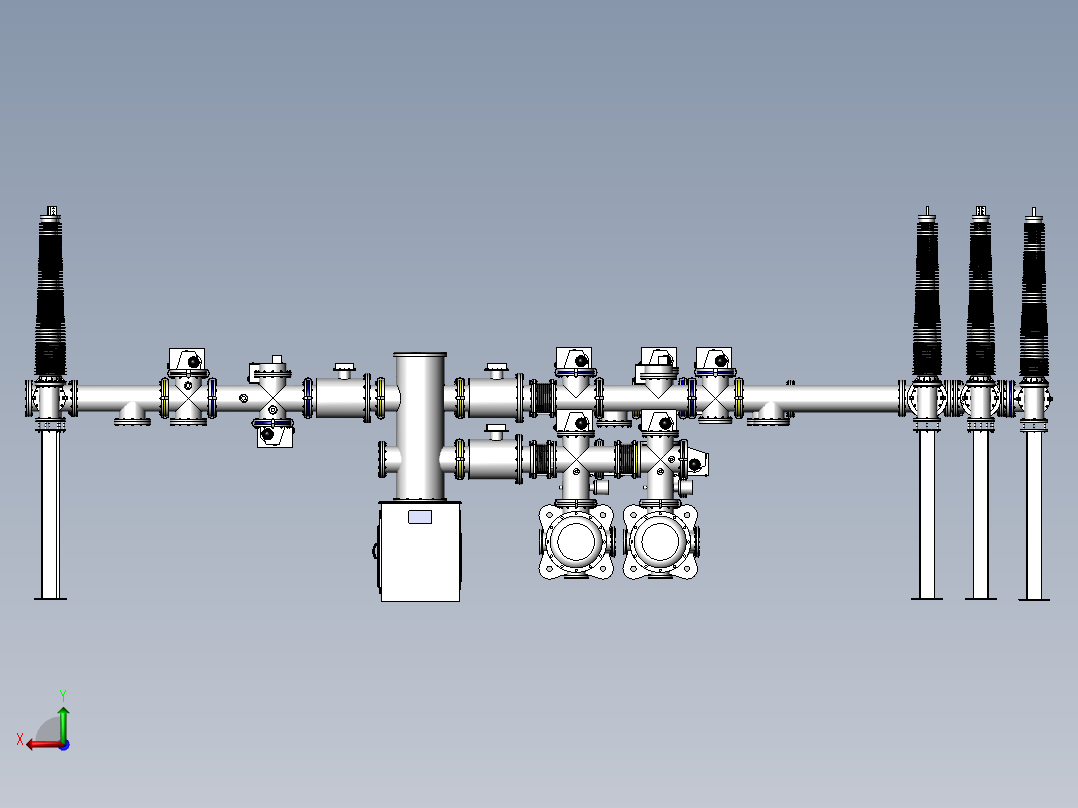 220KV GIS架构 变电站三维模型图后视图