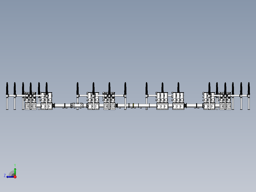 220KV GIS架构 变电站三维模型图右视图