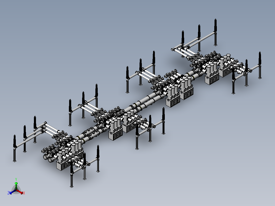 220KV GIS架构 变电站三维模型图正等轴测图