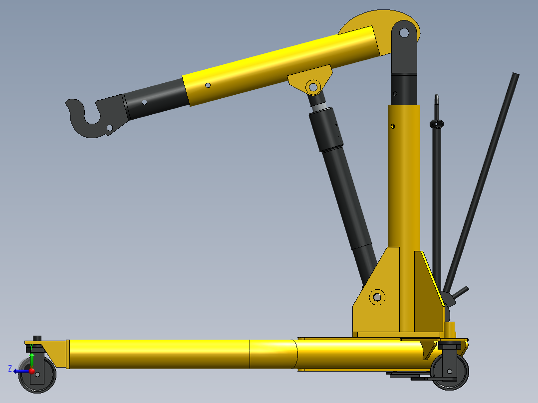 12吨移动式液压起重机3D数模图纸_Solidworks设计右视图