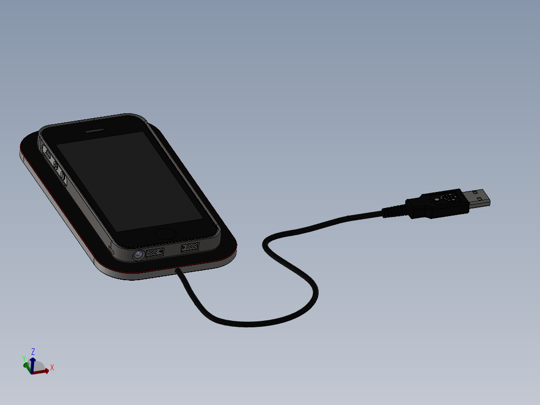 grab cad iphone太阳能充电器外壳1主视图