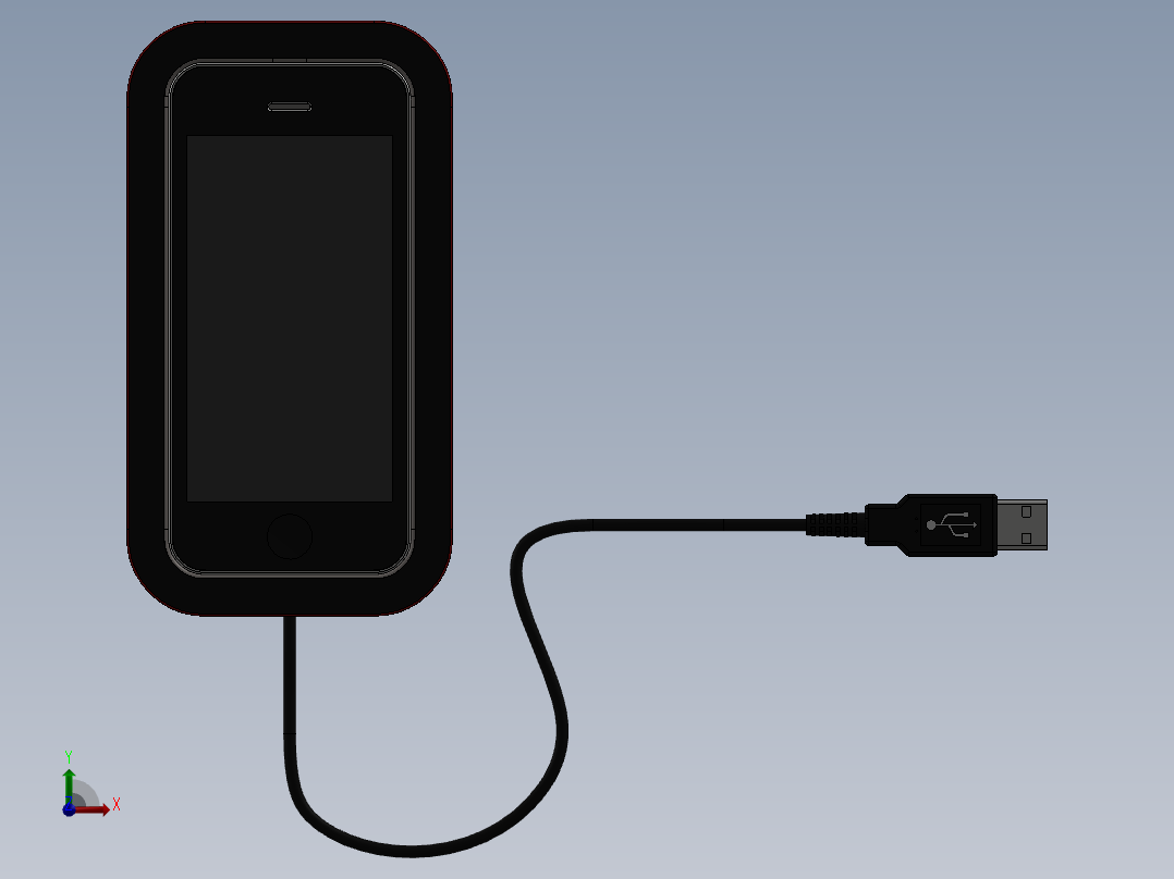 grab cad iphone太阳能充电器外壳1前视图