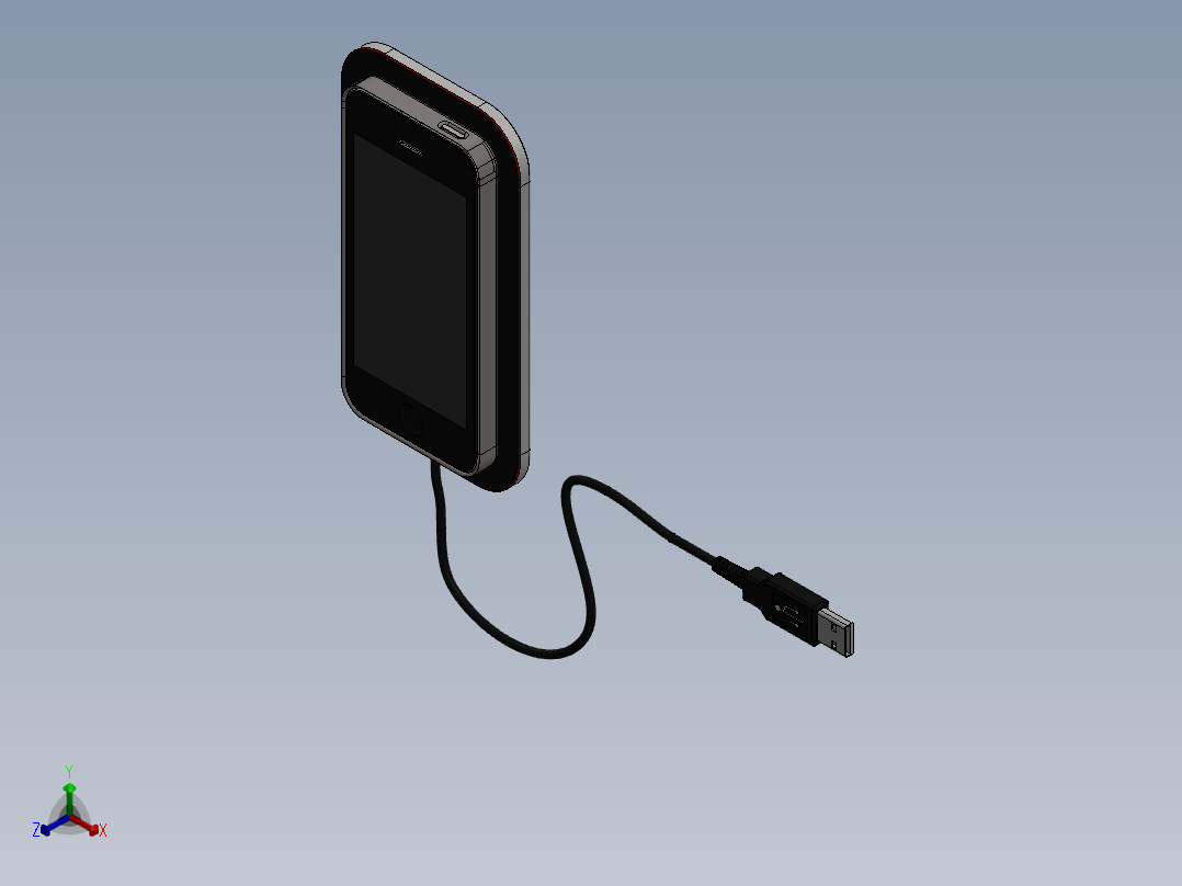 grab cad iphone太阳能充电器外壳1正等轴测图