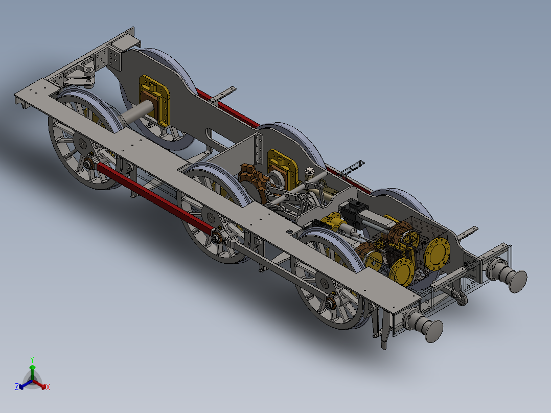 火车机车列车model-steam-locomotive-ger-y14-模型格式为 x_t stp sw正等轴测图