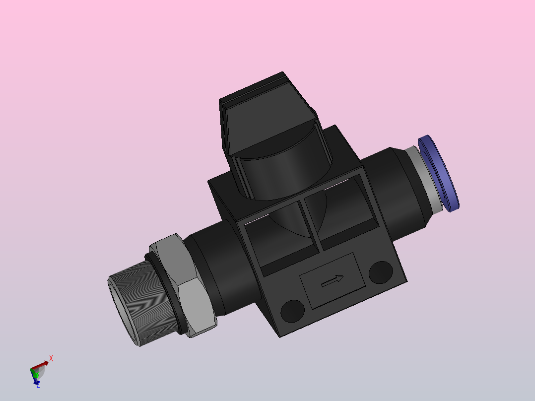 HVSF-G 由螺纹端流向插管端型-G螺纹[HVSF G02-06(B)]正等轴测图