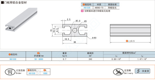 门框用铝合金型材@H61530缩略图