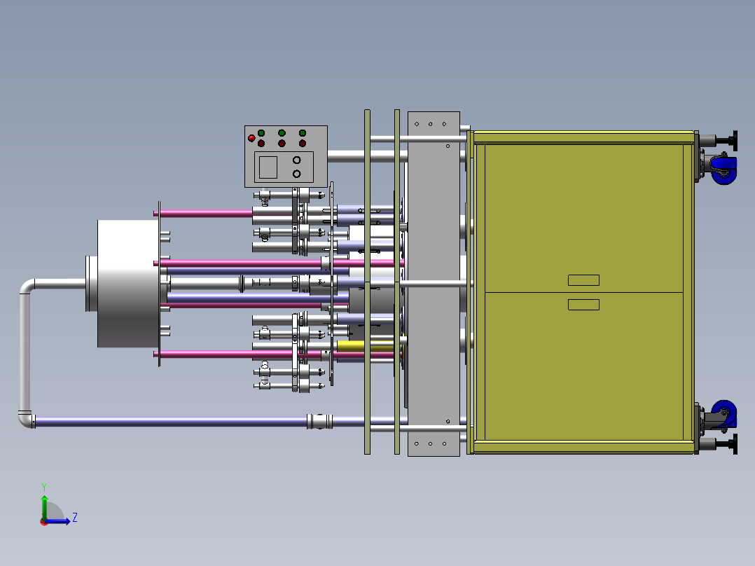 转盘式饮料灌装机3D图纸 E104左视图