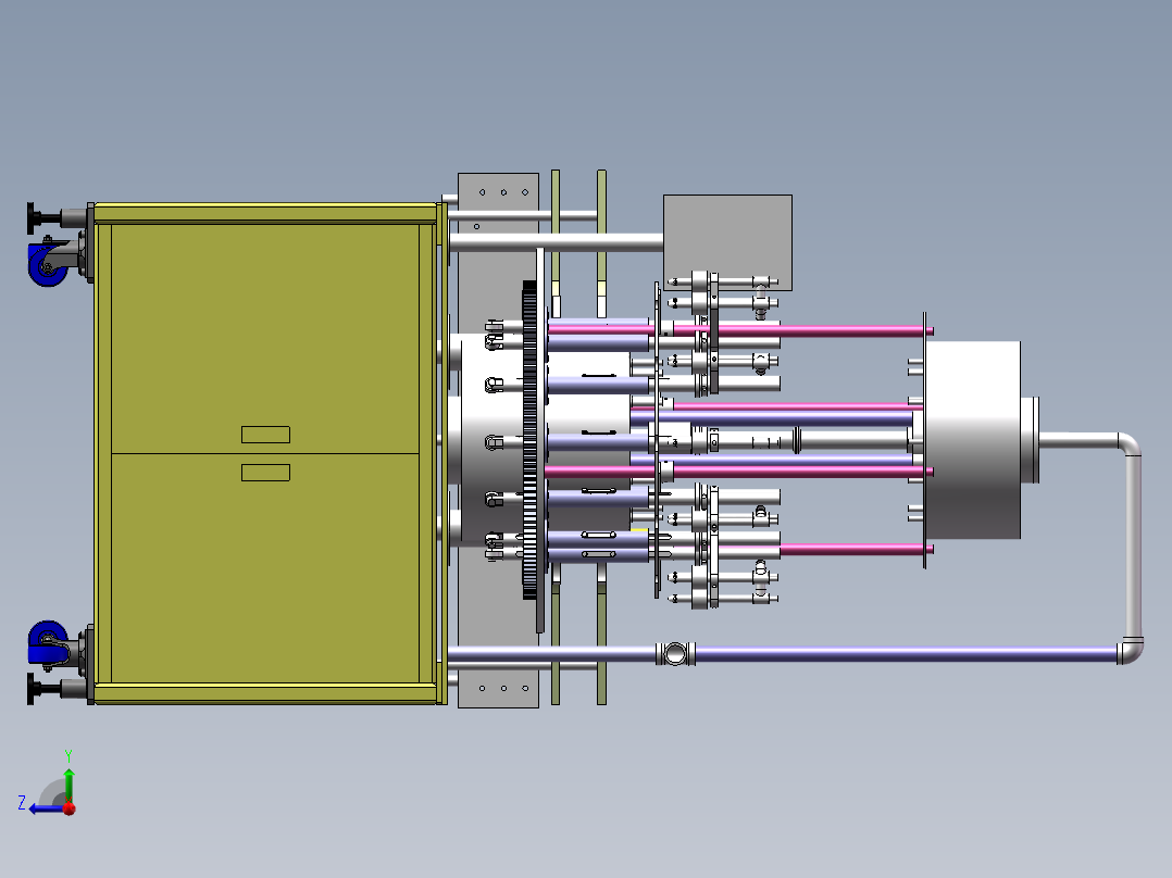 转盘式饮料灌装机3D图纸 E104右视图