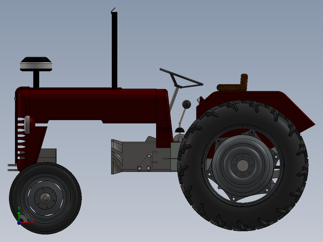 美国约翰迪尔拖拉机3D图纸前视图