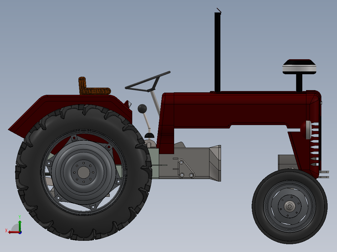 美国约翰迪尔拖拉机3D图纸后视图