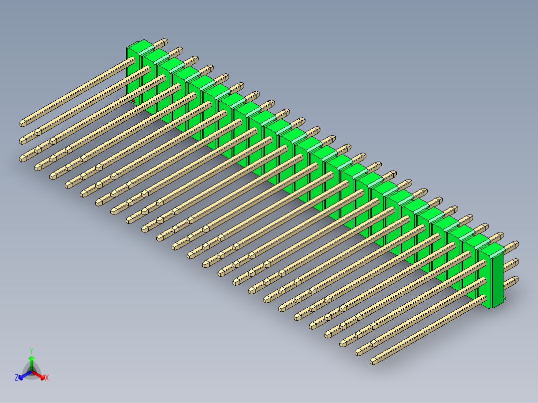 彩色公头100mil（2.54mm）系列-DS1021_green_3x24p_100mil_Type19_rev1.0主视图
