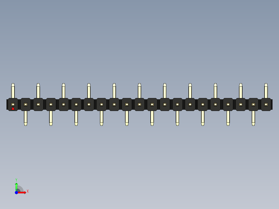 彩色公排针 100mil 2.54mm 系列-DS1022_black_21p_100mil_Type_SMT_R1_rev1.0前视图