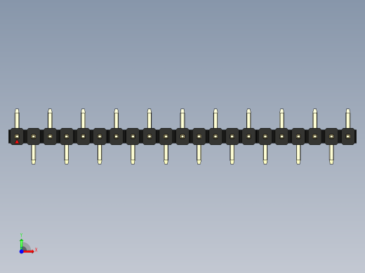 彩色公排针 100mil 2.54mm 系列-DS1022_black_21p_100mil_Type_SMT_R1_rev1.0前视缩略图