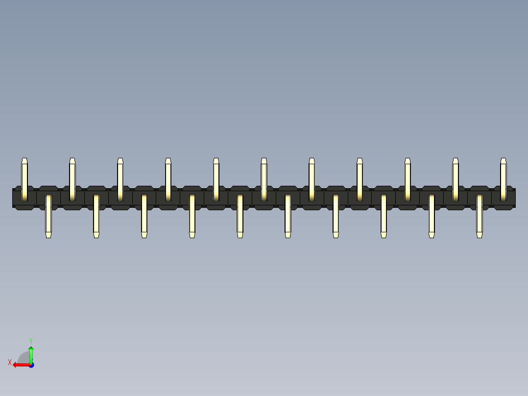 彩色公排针 100mil 2.54mm 系列-DS1022_black_21p_100mil_Type_SMT_R1_rev1.0后视图