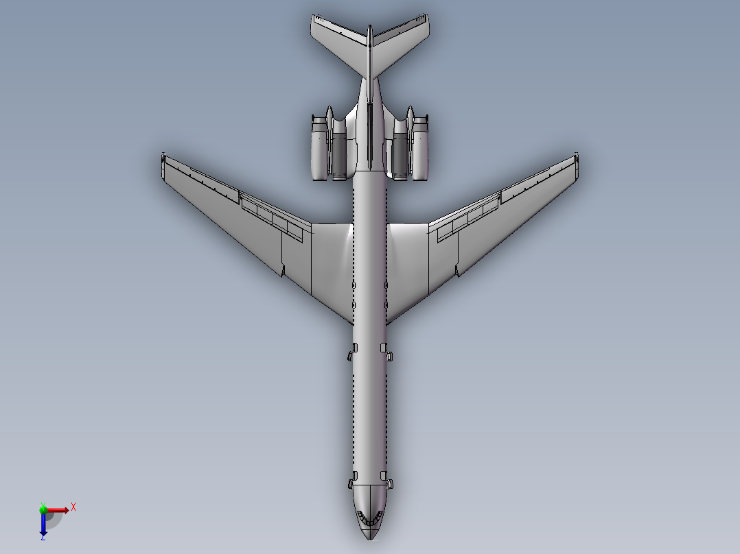 伊尔62喷气式客机模型俯视图