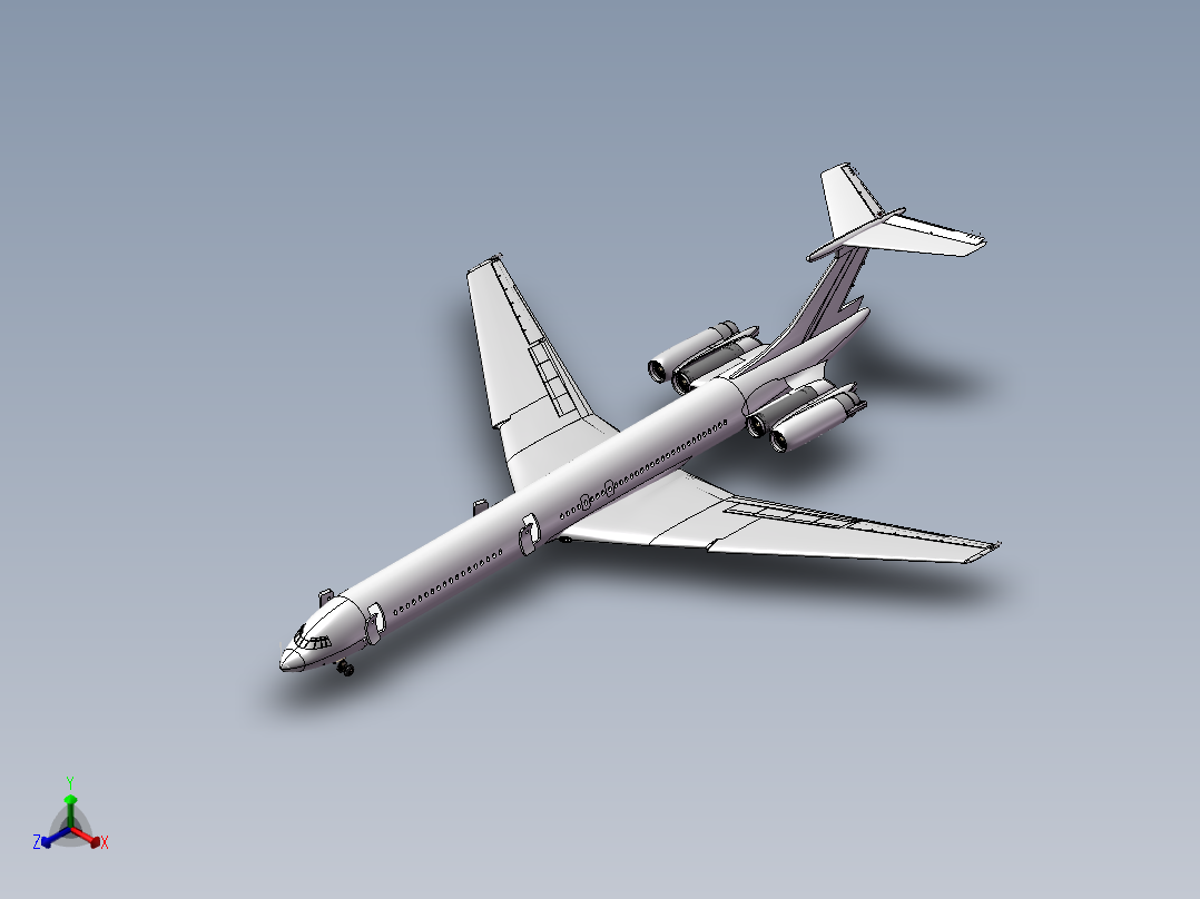 伊尔62喷气式客机模型正等轴测图