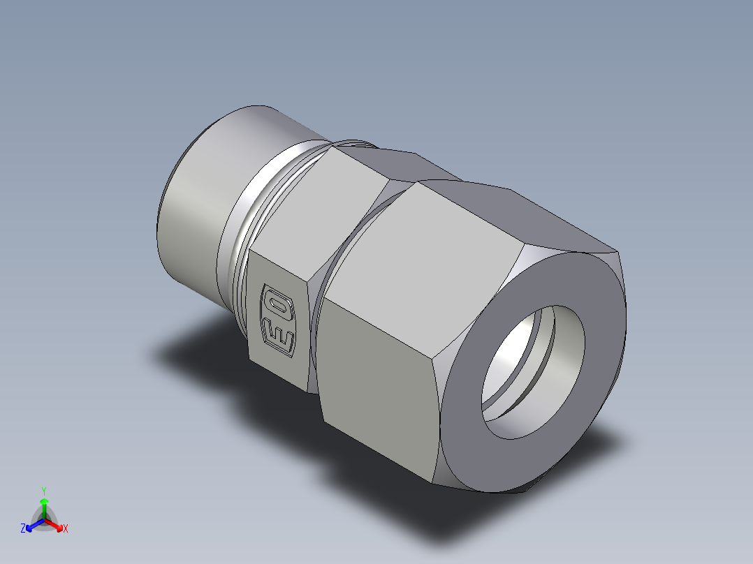 卡套式工业通用硬管接头EO_Male_Stud_connector_GEO20ZSMCF正等轴测图