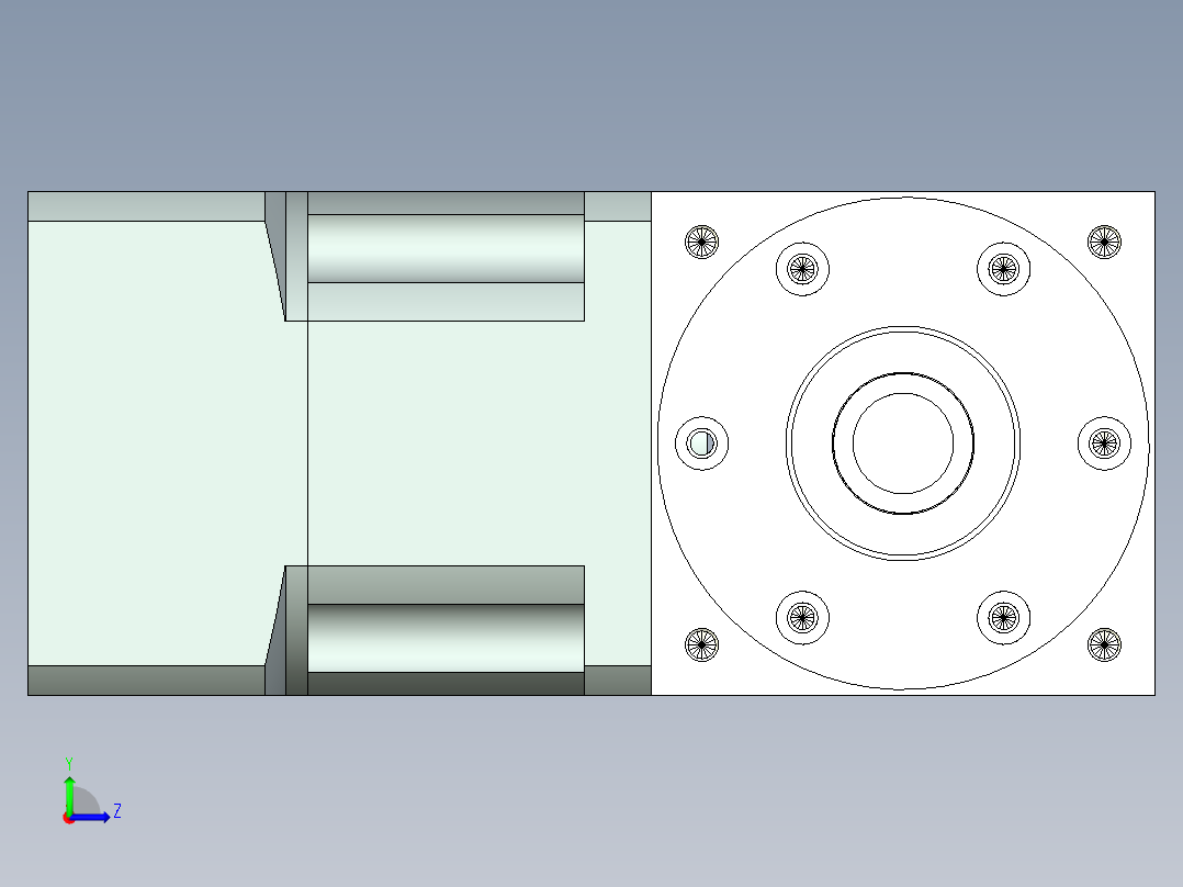 换向器PW90双轴 PLX90-L1 19-70-90-M6.stp左视图