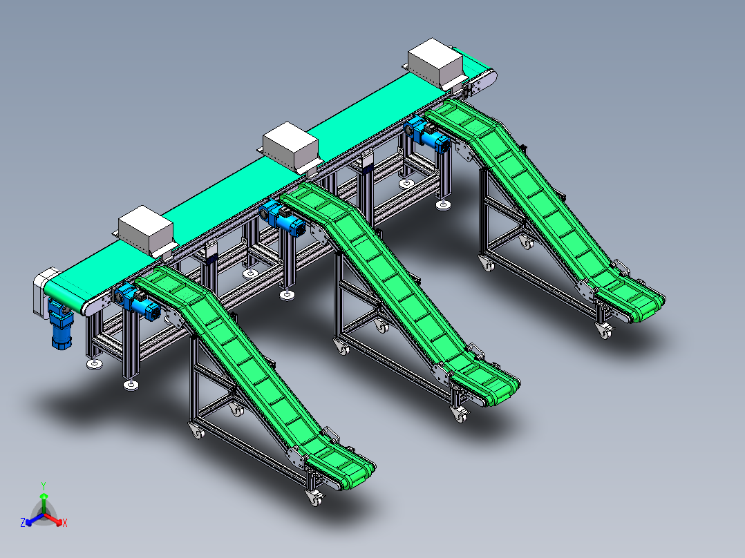 斜坡传送带正等轴测图