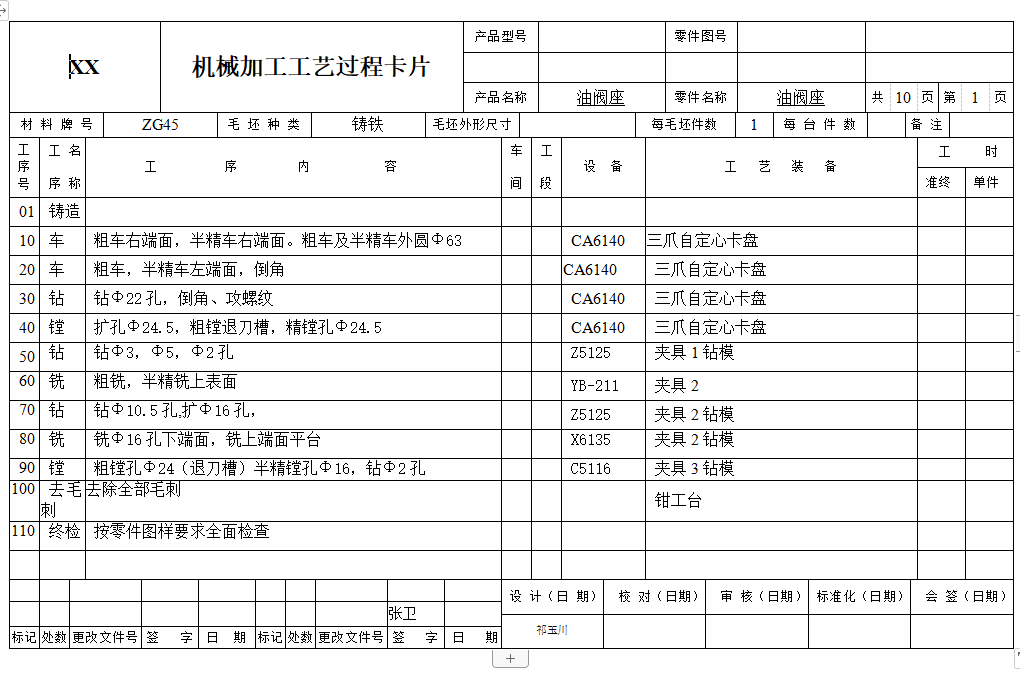 油阀座的钻10.5孔夹具设计夹具设计及加工工艺装备含4张CAD图