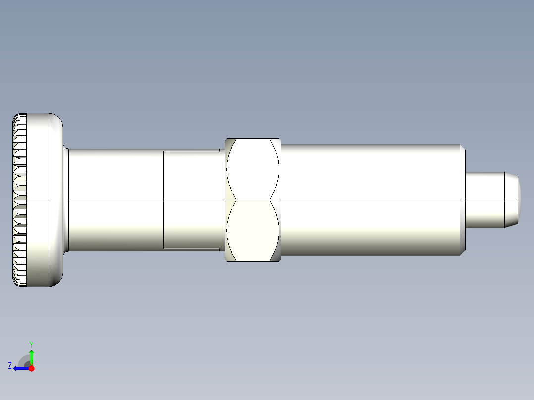 分割定位柱(有卡鎖A)2212-3D多系列多零件图纸模型右视图