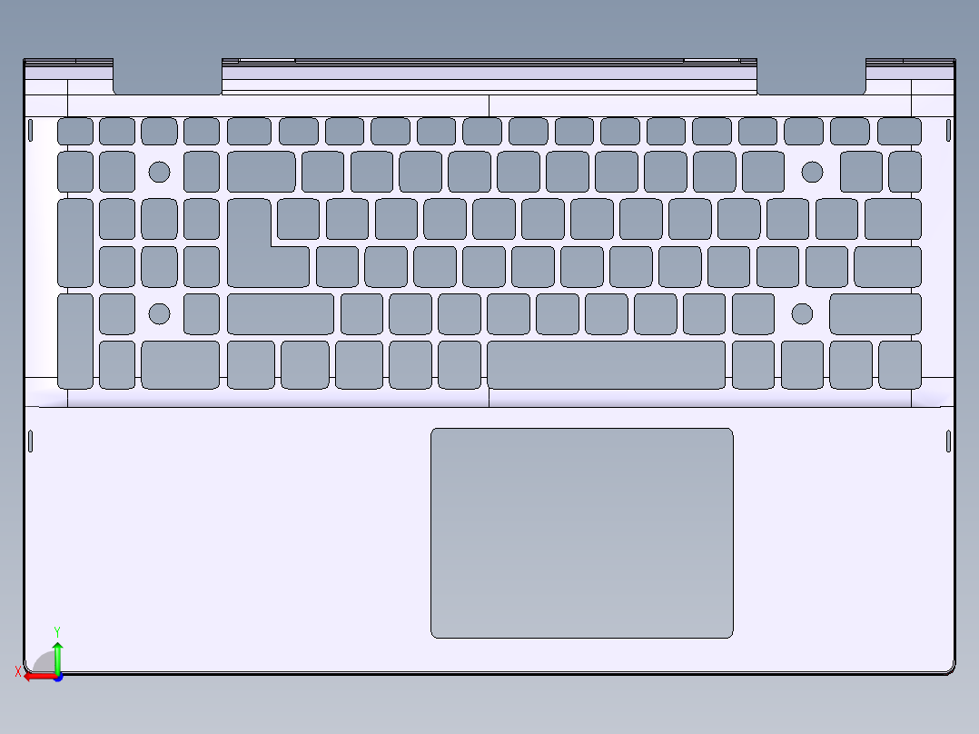 笔记本键盘外壳铣外侧倒角结构UG程序模型后视图