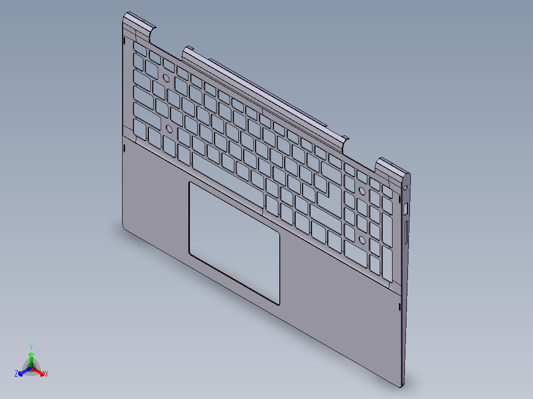 笔记本键盘外壳铣外侧倒角结构UG程序模型正等轴测图