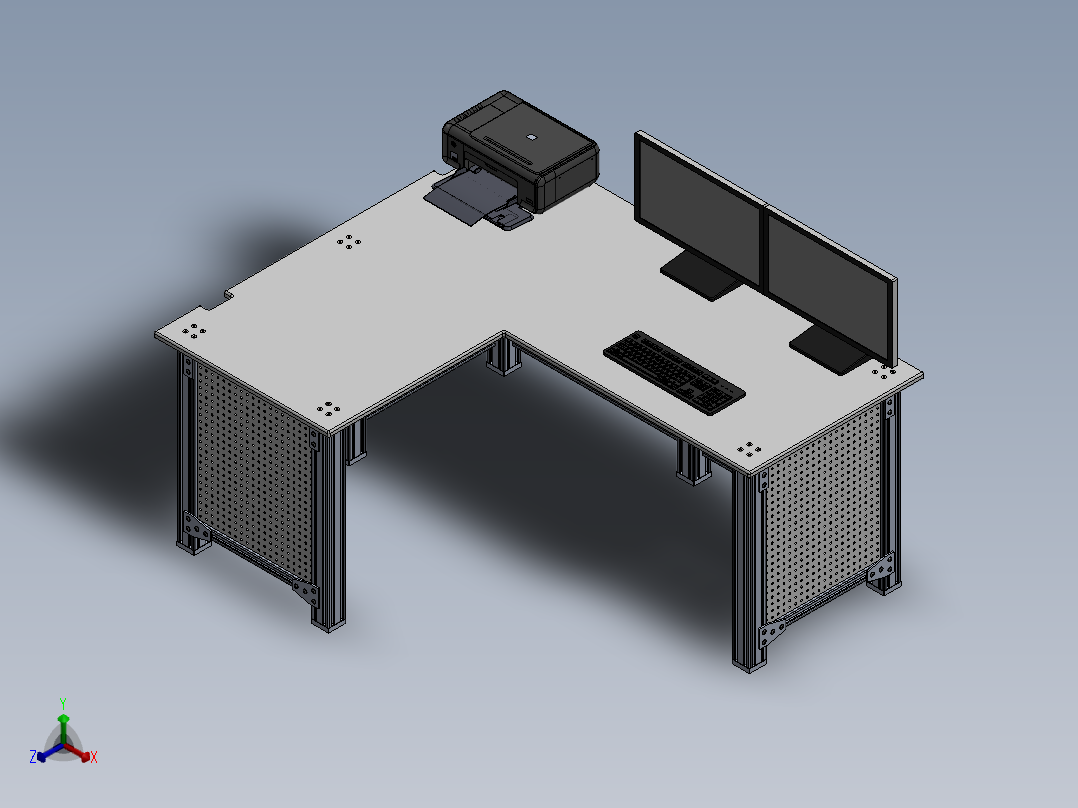 电脑桌(21)正等轴测图