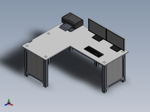 电脑桌(21)正等轴测缩略图