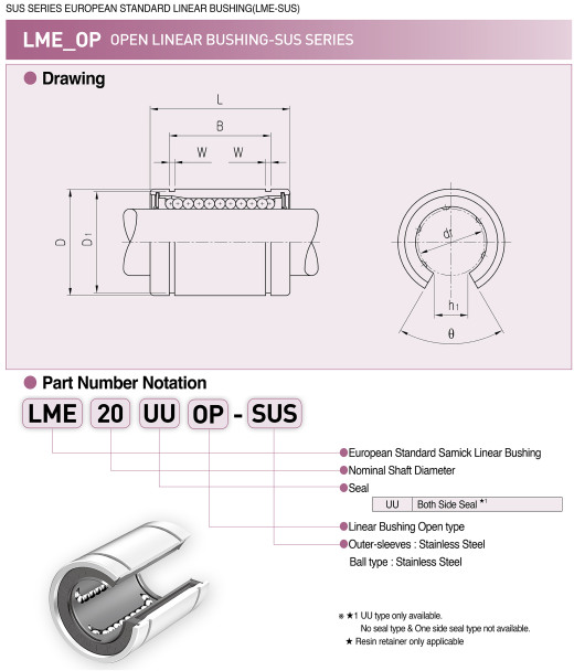 线性衬套LME16UUOP和LME20UUOP直线轴承缩略图