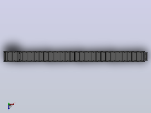 弯曲半径55内高25两侧打开型DB封闭式拖链_DMD25CDBA-25-77-55R-30俯视缩略图