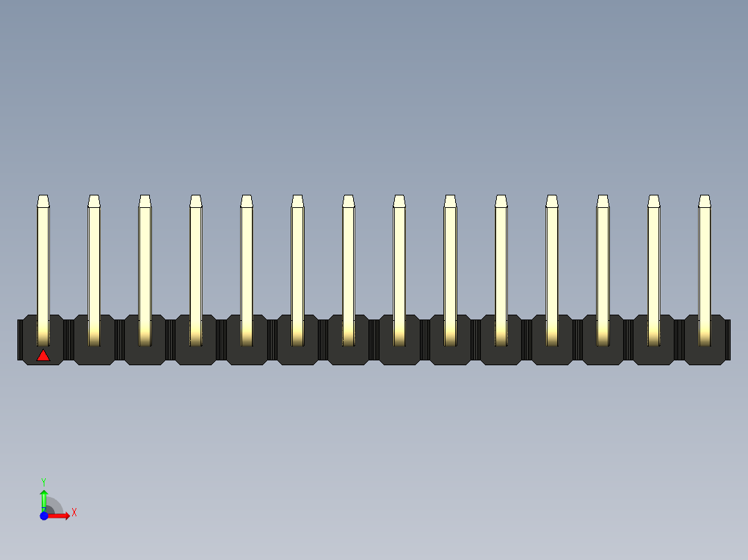 彩色公排针 100mil 2.54mm 系列-DS1022_black_14p_100mil_TypeU_rev1.0前视图