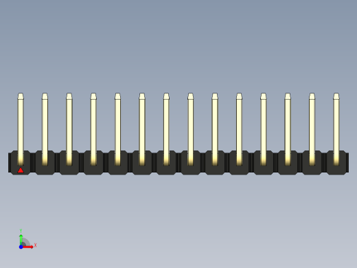 彩色公排针 100mil 2.54mm 系列-DS1022_black_14p_100mil_TypeU_rev1.0前视缩略图