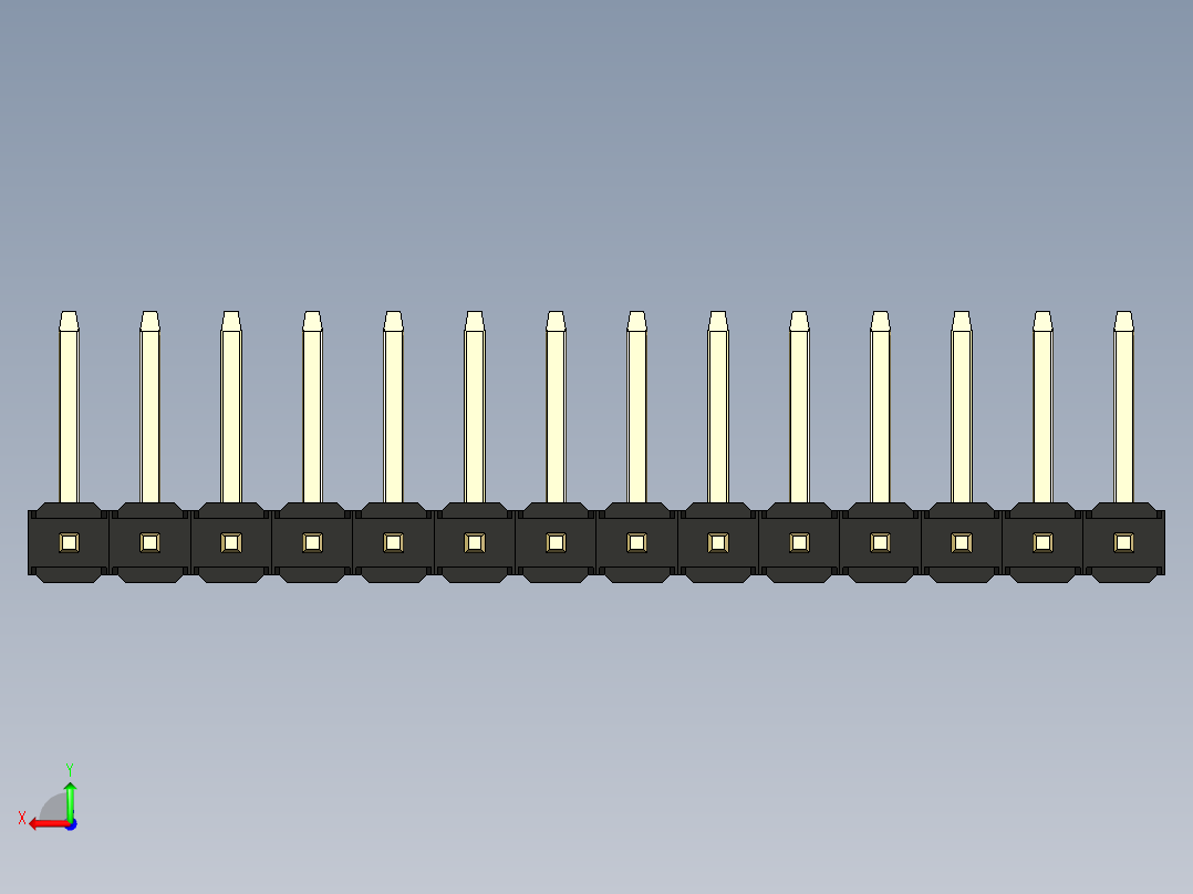 彩色公排针 100mil 2.54mm 系列-DS1022_black_14p_100mil_TypeU_rev1.0后视图
