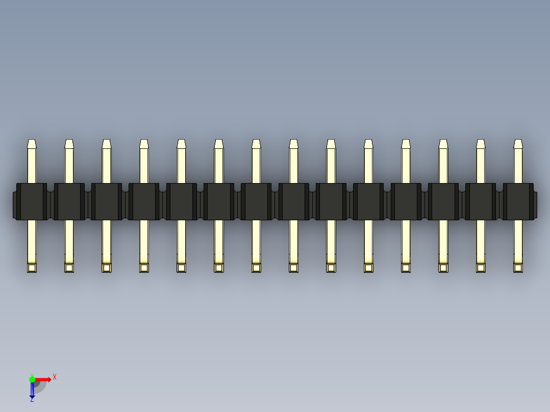 彩色公排针 100mil 2.54mm 系列-DS1022_black_14p_100mil_TypeU_rev1.0俯视图