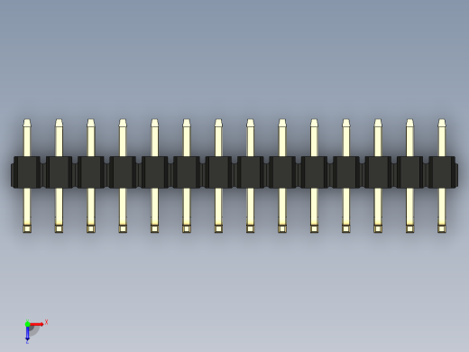 彩色公排针 100mil 2.54mm 系列-DS1022_black_14p_100mil_TypeU_rev1.0俯视缩略图
