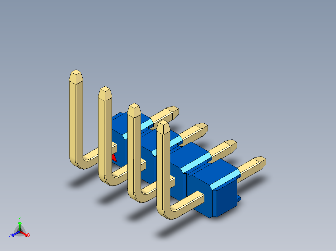 彩色公排针 100mil 2.54mm 系列-DS1022_blue_04p_100mil_TypeU_rev1.0主视图