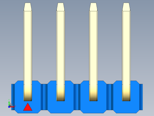 彩色公排针 100mil 2.54mm 系列-DS1022_blue_04p_100mil_TypeU_rev1.0前视缩略图