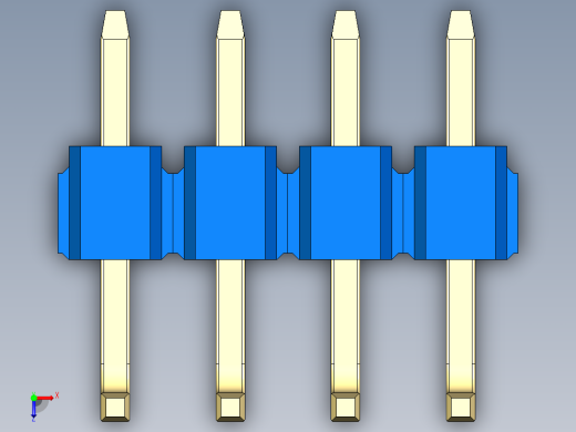 彩色公排针 100mil 2.54mm 系列-DS1022_blue_04p_100mil_TypeU_rev1.0俯视缩略图